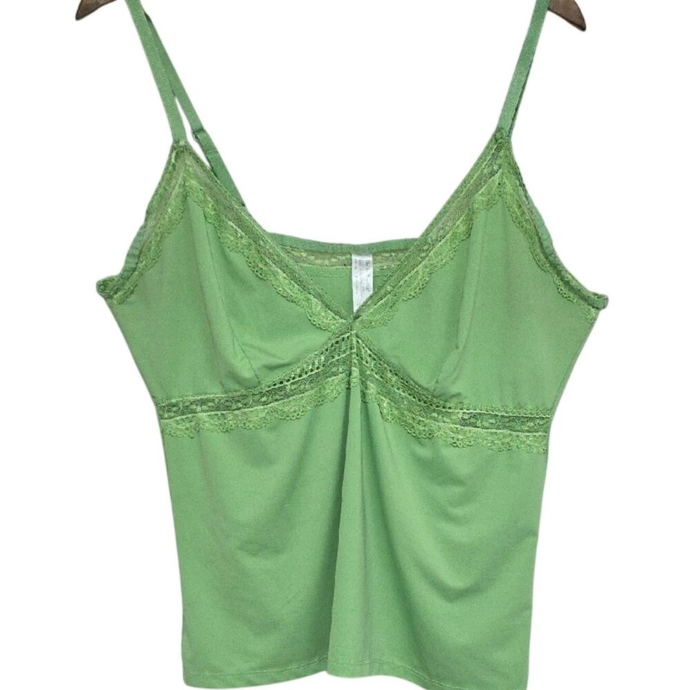 Womens Sz 3X Kelly Green Lace Y2K Babydoll Feminine Camisole Delta Burke Top